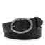 Men's 1.5-Inch Embossed Leather Casual Belt with Oval Buckle