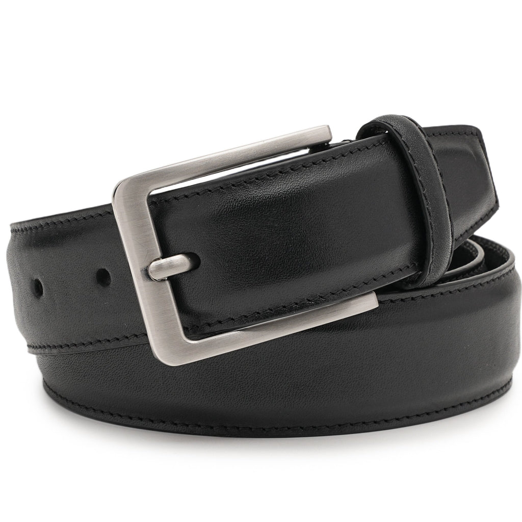 Men’s belts With Full Grain Genuine Leather Casual Dress Belts for Men 1.3inch La2113-Black