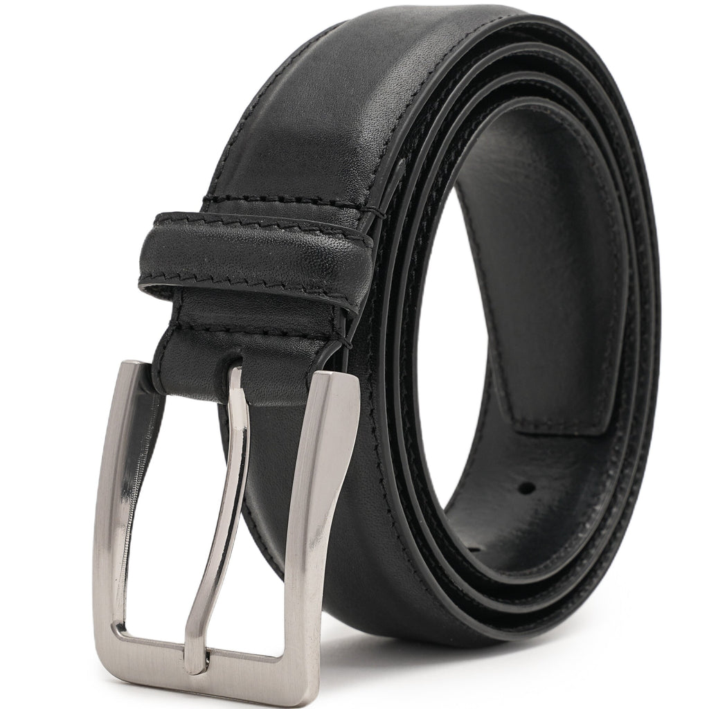 Men’s belts With Full Grain Genuine Leather Casual Dress Belts for Men 1.3inch La2113-Black