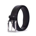 Classic Double-Stitch Single Prong Reversible Business Leather Belt for Men