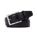 Classic Double-Stitch Single Prong Reversible Business Leather Belt for Men