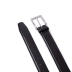 Classic Double-Stitch Single Prong Reversible Business Leather Belt for Men