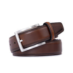 Classic Double-Stitch Single Prong Reversible Business Leather Belt for Men