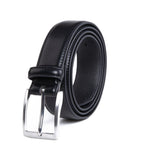 Classic Double-Stitch Double Leather Loops Single Prong Genuine Leather Men's Belt