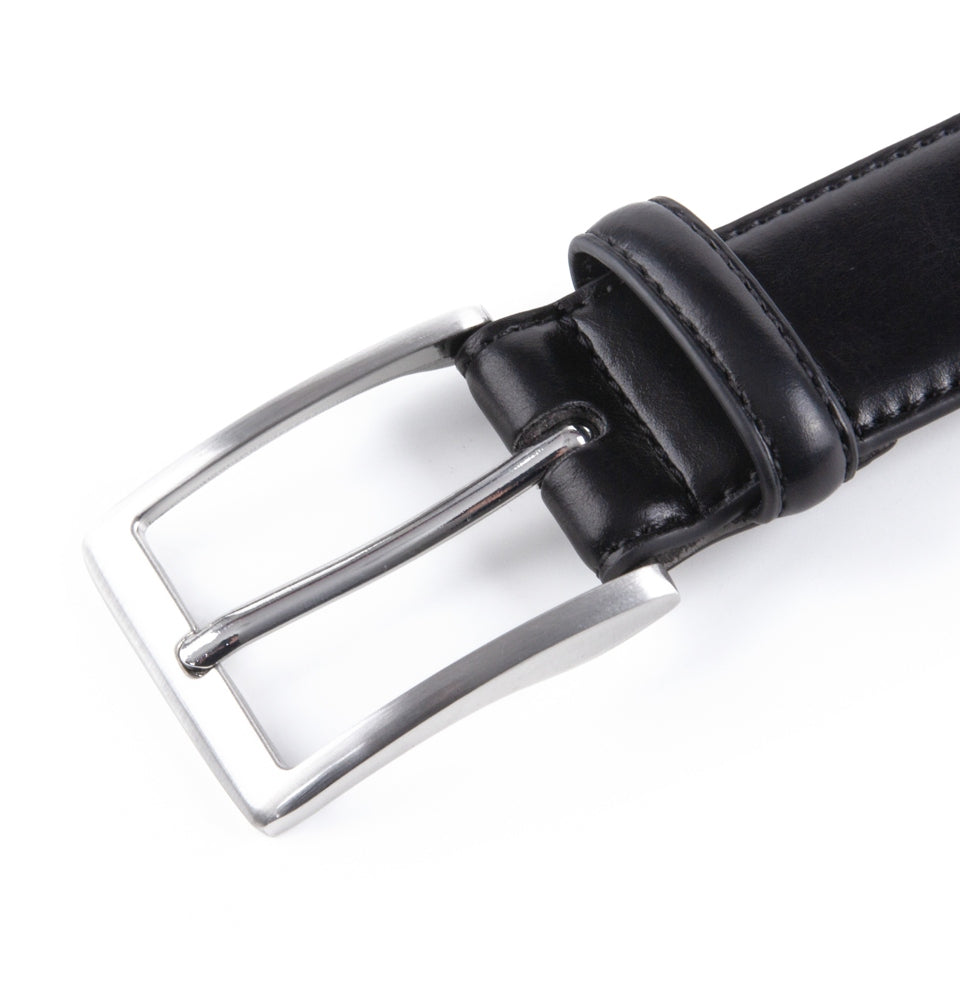 Classic Double-Stitch Double Leather Loops Single Prong Genuine Leather Men's Belt
