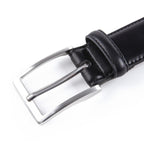 Classic Double-Stitch Double Leather Loops Single Prong Genuine Leather Men's Belt