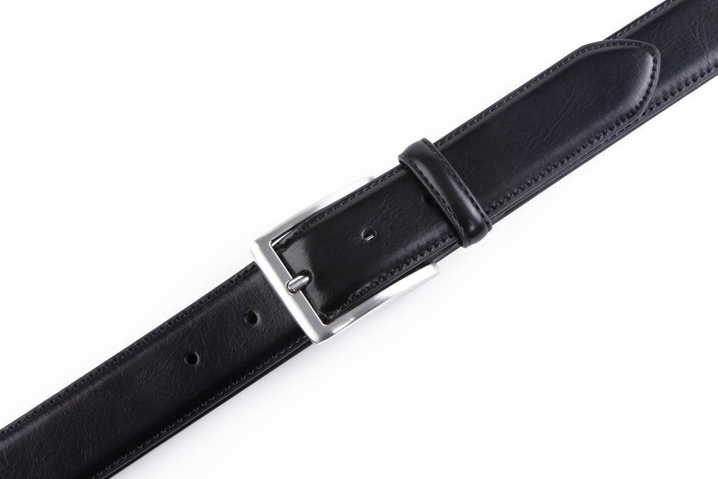 Classic Double-Stitch Double Leather Loops Single Prong Genuine Leather Men's Belt