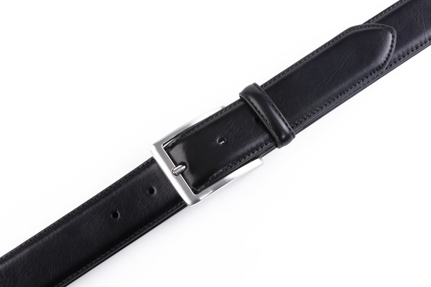 Classic Double-Stitch Double Leather Loops Single Prong Genuine Leather Men's Belt