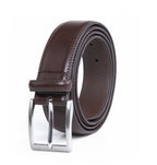 Classic Double-Stitch Double Leather Loops Single Prong Genuine Leather Men's Belt