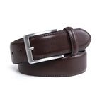 Classic Double-Stitch Double Leather Loops Single Prong Genuine Leather Men's Belt