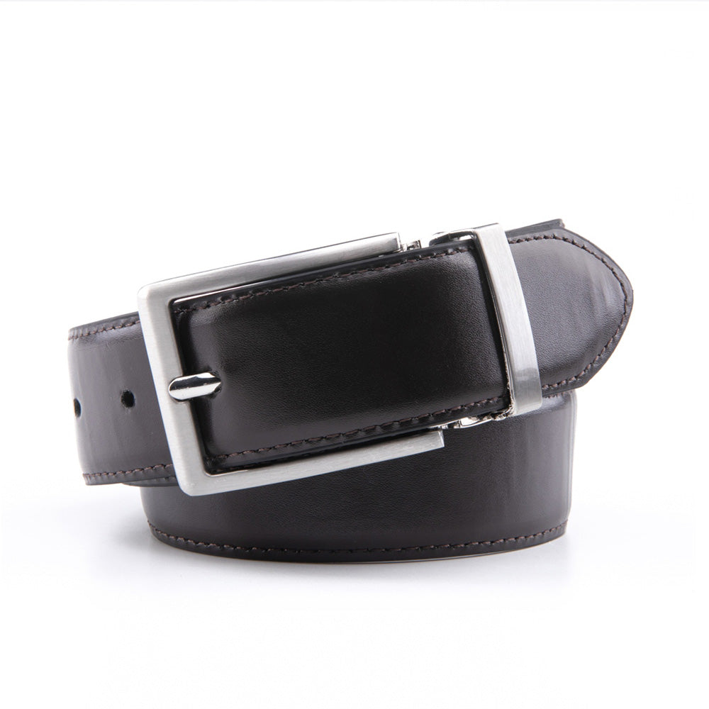 Reversible Color-Changing Rotating Pin Buckle Glossy PU Men's Belt