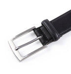 Classic Pebbled Grain Double Leather Loops Single Prong Synthetic Leather Men's Belt