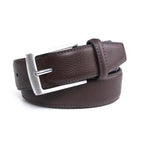 Classic Pebbled Grain Double Leather Loops Single Prong Synthetic Leather Men's Belt