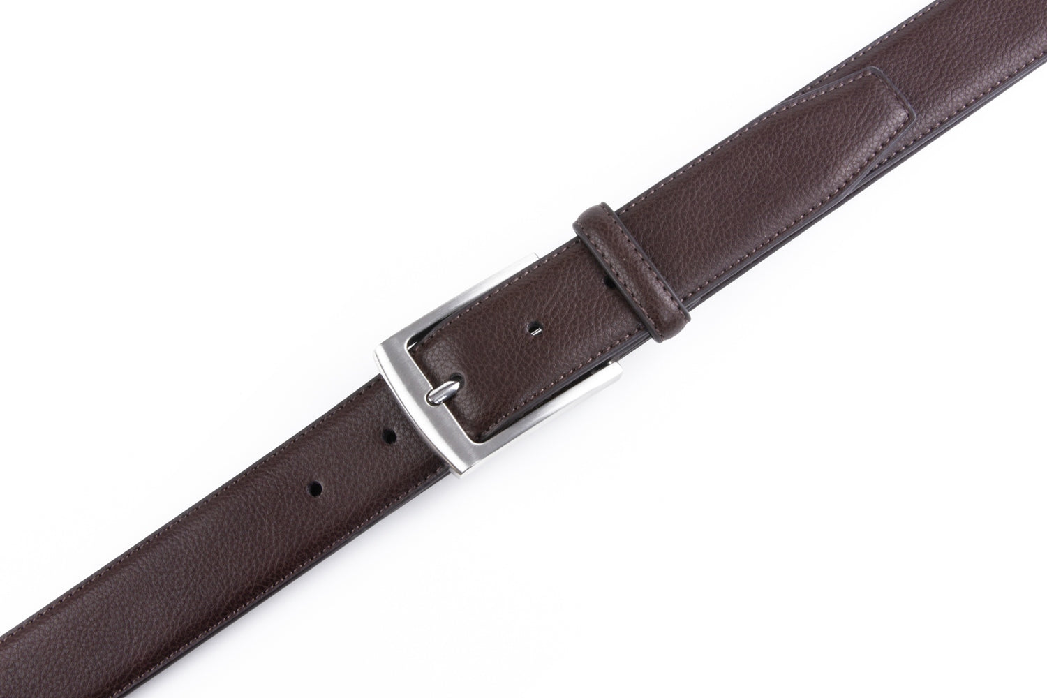 Classic Pebbled Grain Double Leather Loops Single Prong Synthetic Leather Men's Belt