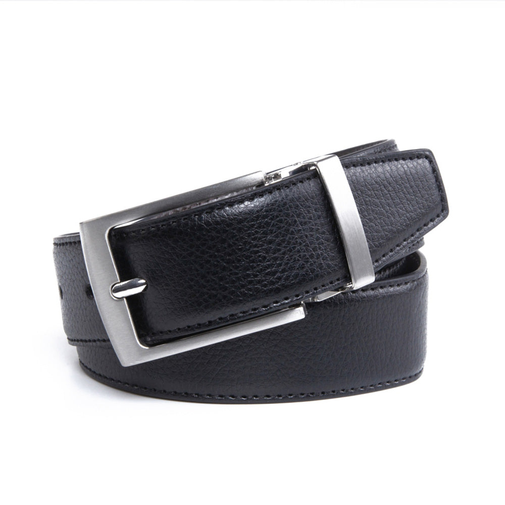 Reversible Color-Changing Rotating Pin Buckle Pebbled Grain PU Men's Belt