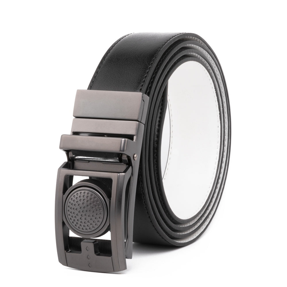 Round Dot No-Tooth Automatic Buckle Reversible Men's Belt