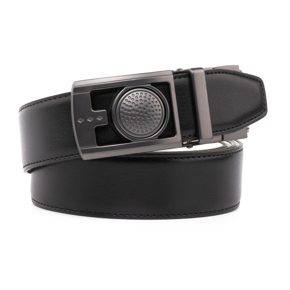 Round Dot No-Tooth Automatic Buckle Reversible Men's Belt