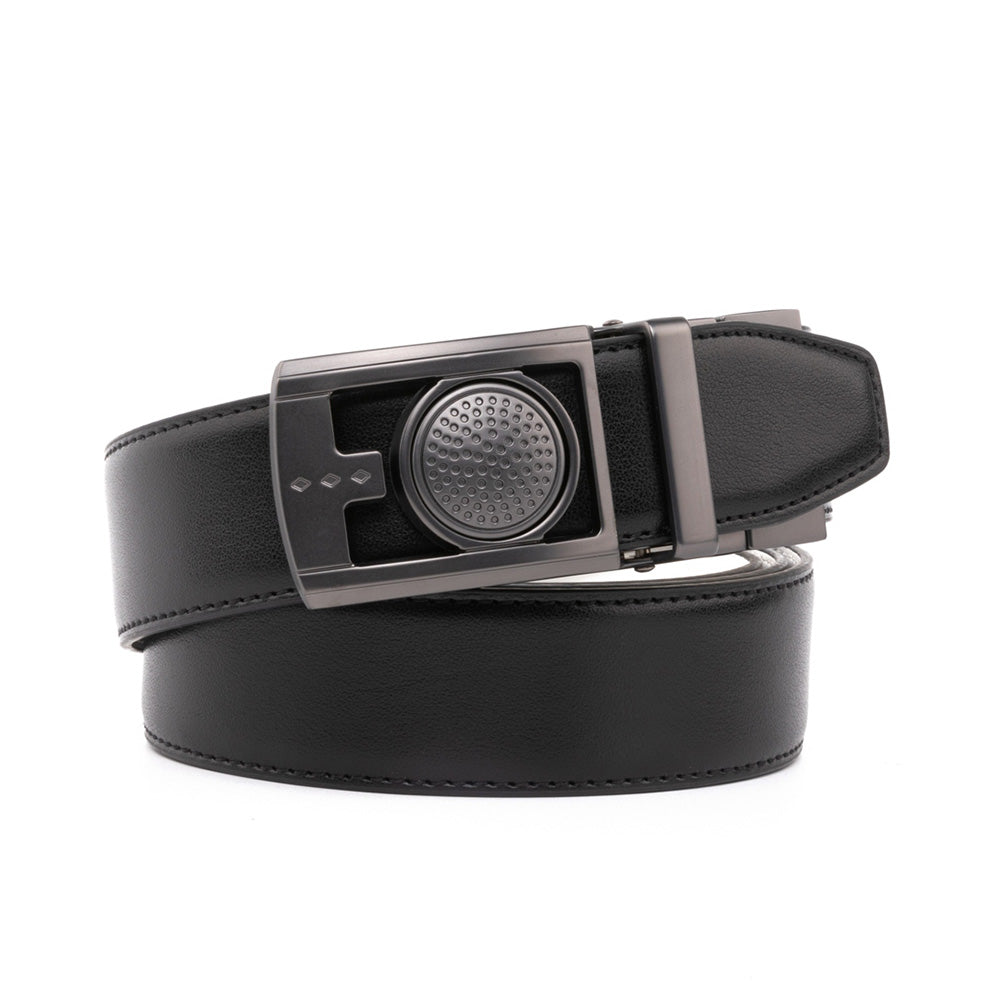Men's Reversible Golf Belt – Two-Tone Leather Belt with Magnetic Ball Markers