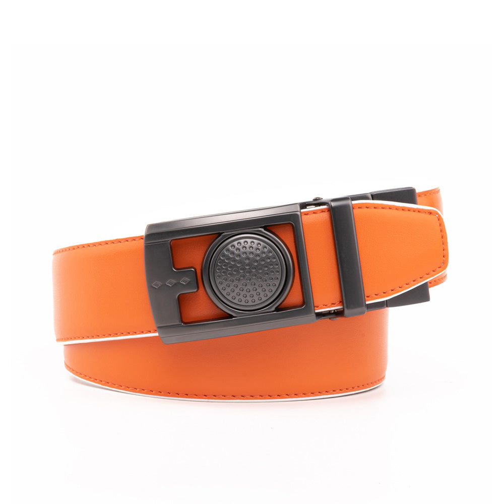 Men's Reversible Golf Belt – Two-Tone Leather Belt with Magnetic Ball Markers