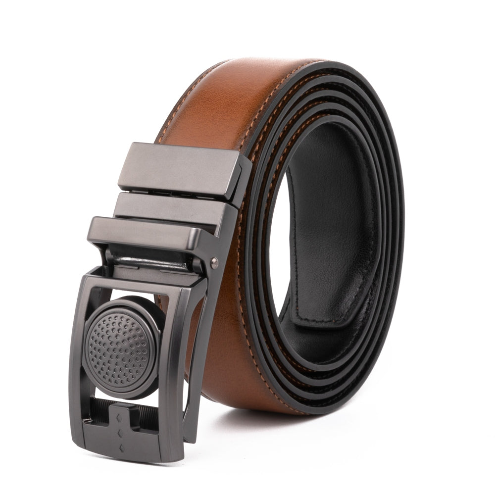 Round Dot No-Tooth Automatic Buckle Reversible Men's Belt