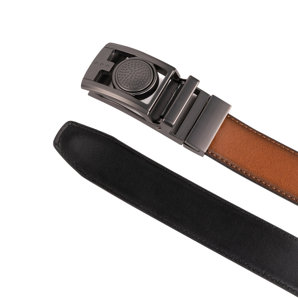 Round Dot No-Tooth Automatic Buckle Reversible Men's Belt