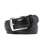 Men's Classic Leather Pin Buckle Belt – Business Casual Everyday Belt - Black