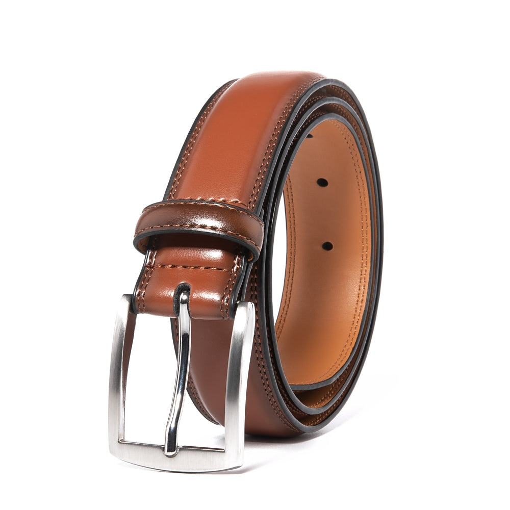 Genuine Leather Dress Belts For Men - Mens Belt For Suits, Jeans, Uniform With Single Prong Buckle