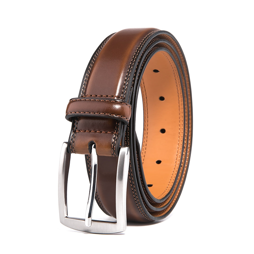 Genuine Leather Dress Belts For Men - Mens Belt For Suits, Jeans, Uniform With Single Prong Buckle