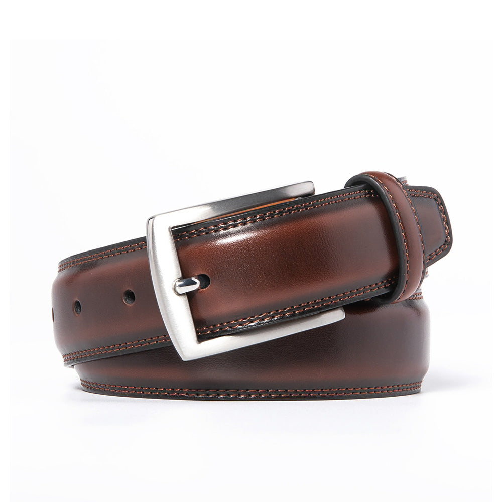 Men's Classic Leather Pin Buckle Belt – Business Casual Everyday Belt - Mahogany Main image