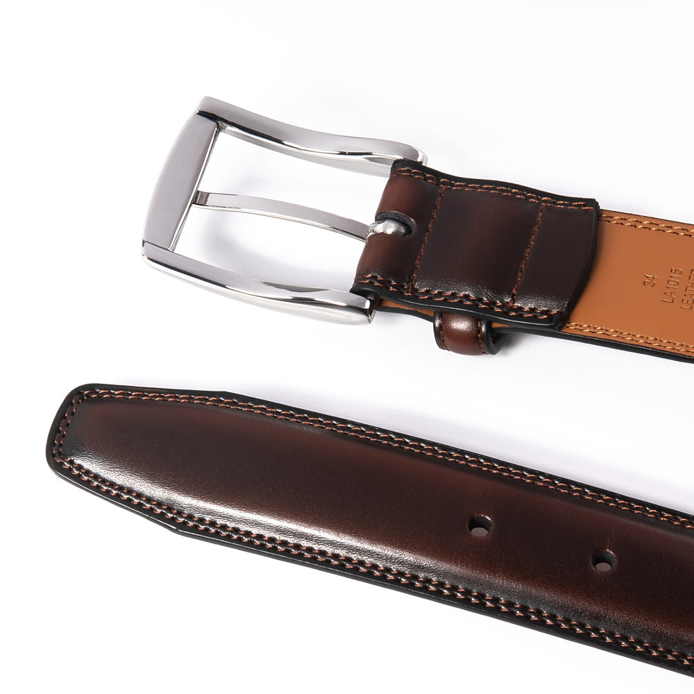 Genuine Leather Dress Belts For Men - Mens Belt For Suits, Jeans, Uniform With Single Prong Buckle