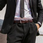 Men's Classic Leather Pin Buckle Belt – Business Casual Everyday Belt - Mahogany