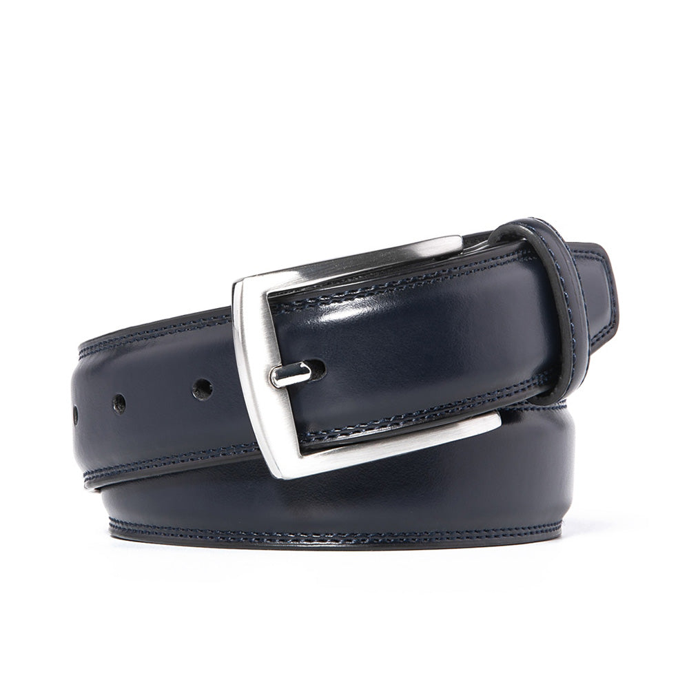 Men's Classic Leather Pin Buckle Belt – Business Casual Everyday Belt-Navy Main image