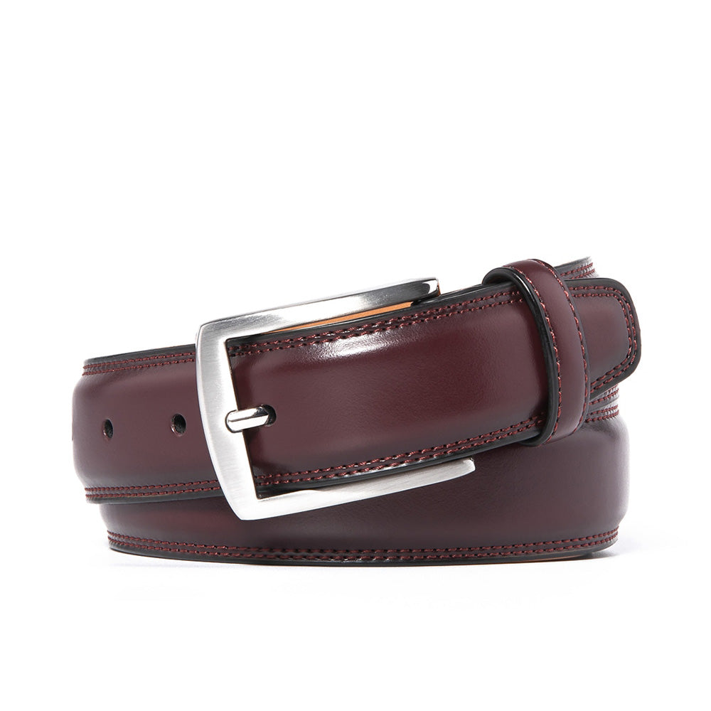 Men's Classic Leather Pin Buckle Belt – Business Casual Everyday Belt - Wine Main image