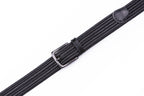 Black Woven Leather Trim Single Prong Buckle Men's Belt