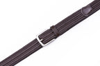 Black Woven Leather Trim Single Prong Buckle Men's Belt