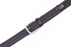 Black Woven Leather Trim Single Prong Buckle Men's Belt