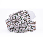 Black Woven Leather Trim Single Prong Buckle Men's Belt