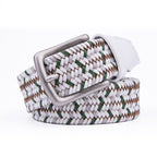 Woven Leather Trim Single Prong Buckle Men's Belt