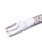 Black Woven Leather Trim Single Prong Buckle Men's Belt