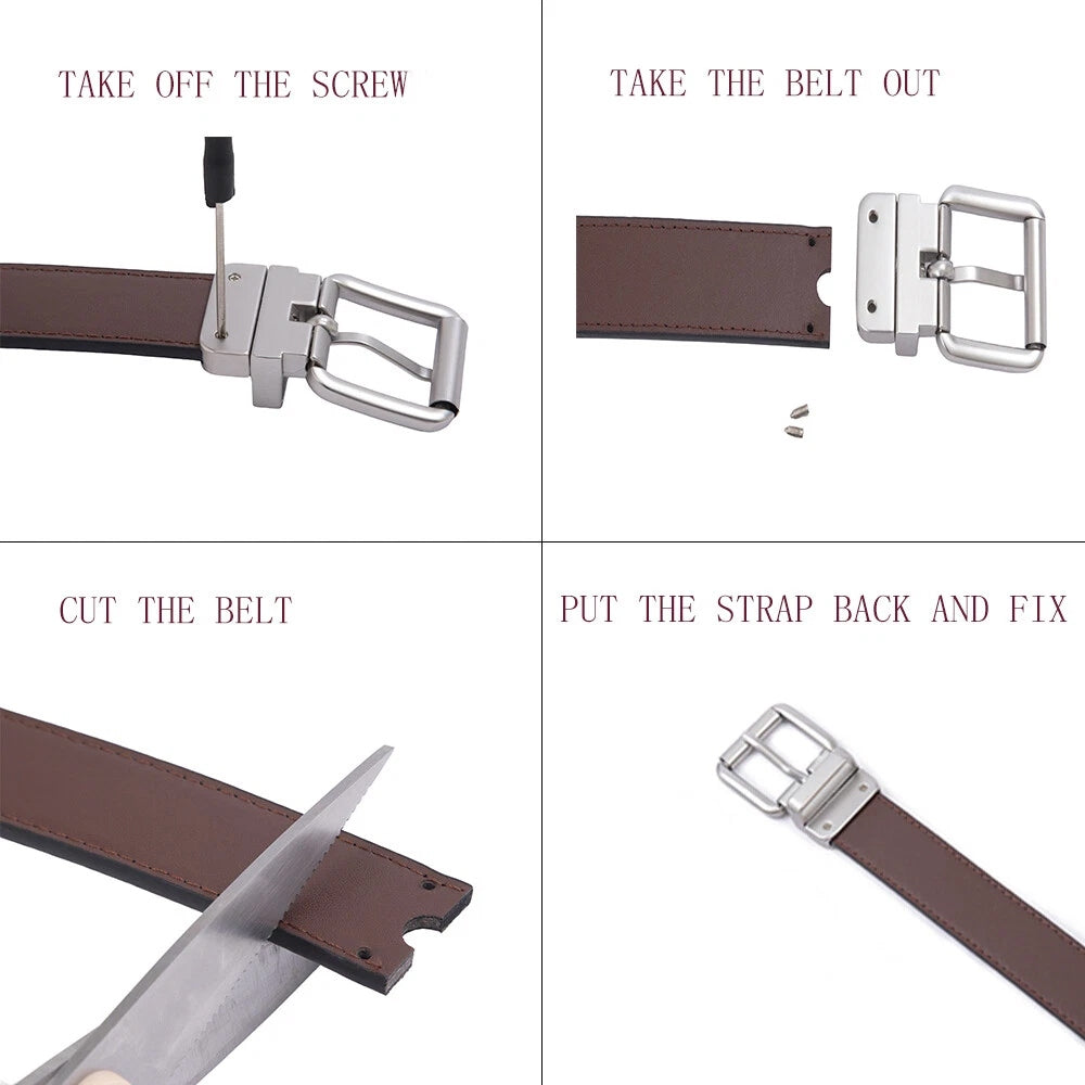 Reversible Color-Changing Rotating Pin Buckle Men's Belt