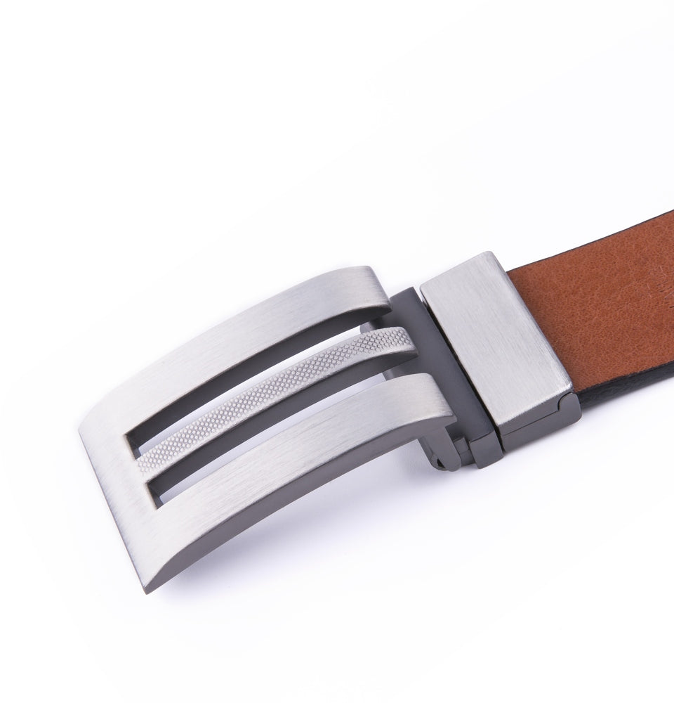 Reversible Color-Changing Anti-Slip Particle Plate Buckle Italian Genuine Leather Men's Belt