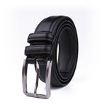 Double-Stitch Embossed Double Leather Loops Single Prong Buckle Men's Belt