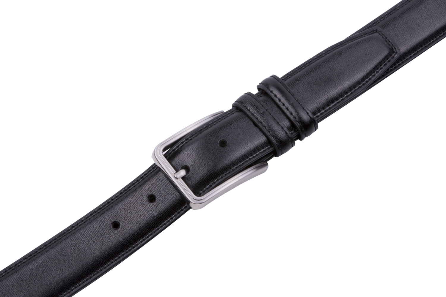 Double-Stitch Embossed Double Leather Loops Single Prong Buckle Men's Belt