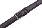 Double-Stitch Embossed Double Leather Loops Single Prong Buckle Men's Belt