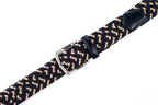 Stretch Woven Belt – Elastic Casual Belt with Leather Trim (B)
