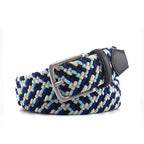 Stretch Woven Belt – Elastic Casual Belt with Leather Trim (B)