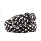 Stretch Woven Belt – Elastic Casual Belt with Leather Trim (B)