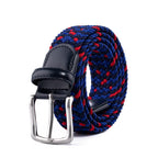 Stretch Woven Belt – Elastic Casual Belt with Leather Trim (B)