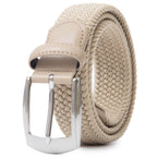 Stretch Woven Belt – Elastic Casual Belt with Leather Trim
