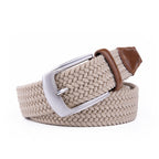 Stretch Woven Belt – Elastic Casual Belt with Leather Trim